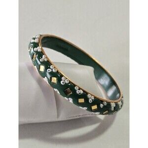 India Made Artisan Bangle Bracelet Inlaid Mirrors and Beads India Bollywood 8"